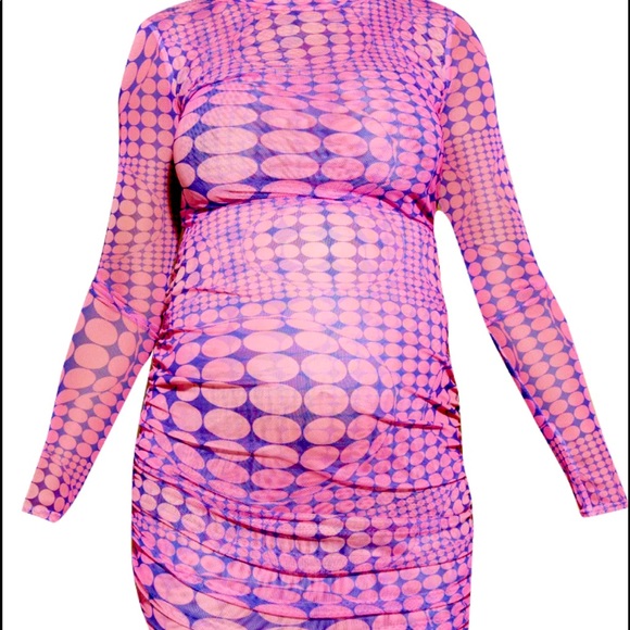 Used once bodycon mesh Pretty little thing maternity dress size 12 USA - Picture 2 of 4